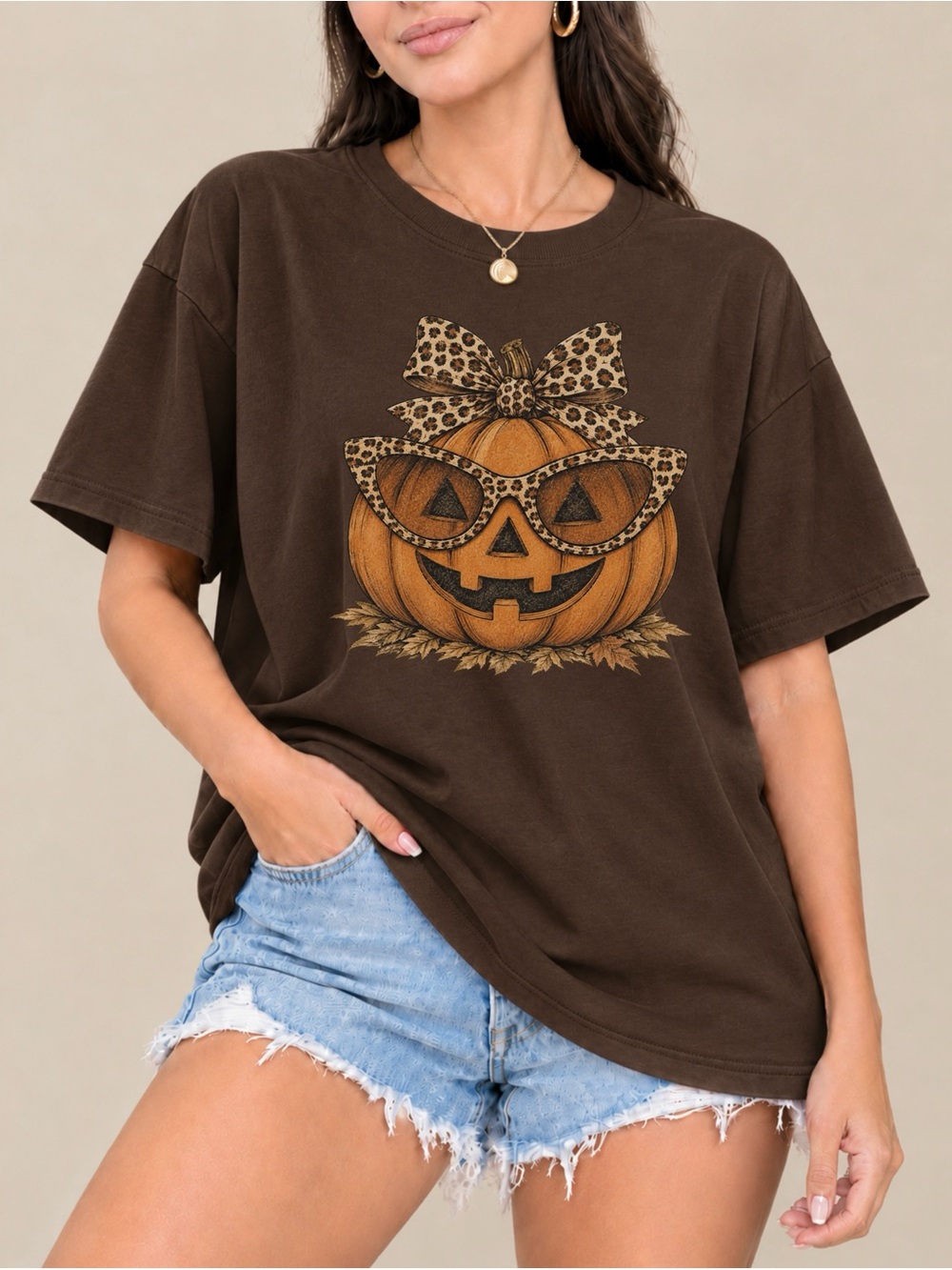 Fall Halloween Leopard Pumpkin Unisex T-shirt